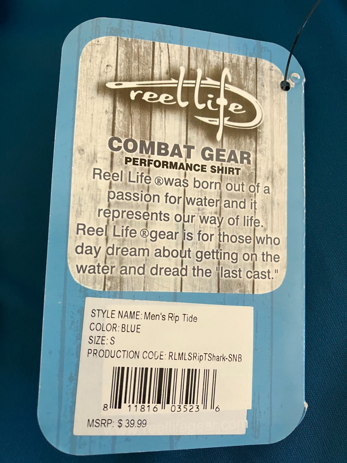 NWT Reel Life Shark Fishing Shirt Combat Gear UPF +50 - Adult Small