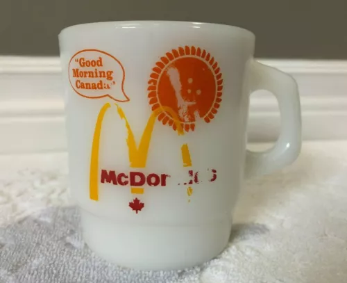 RETRO Anchor-Hocking '72; McDonald's Good-Morning-Canada O-W M-G Stackable-Mug