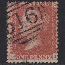 R13_16 GB QV 1855 1d PLATE 24 SGC7(1) GJ PU MARLBOROUGH 516 HEAVILY THINNED