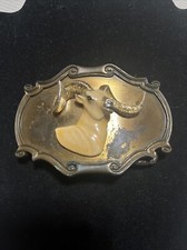 RAINTREE Big Horn Sheep Ram Mountain Goat Head 3D Western Framed Belt Buckle