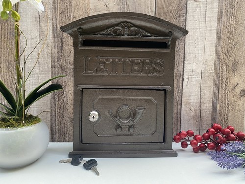 Vintage Style Outdoor Lockable Wall Mounted Letter Post Mail Box Brown - Picture 6 of 13
