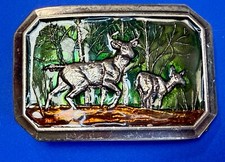 Buck Deer Wildlife Hunting Scene Hunters Gift 1976 Great American Belt Buckle