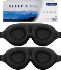 SmartRest Sleep Mask [2 Pack] - Eye Mask for Sleeping - Contoured, 100% Blackout