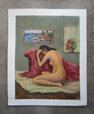 Antico Bello Quadro Firmato Florent Chade Nudo Donna Nuda Atelier Grenoble