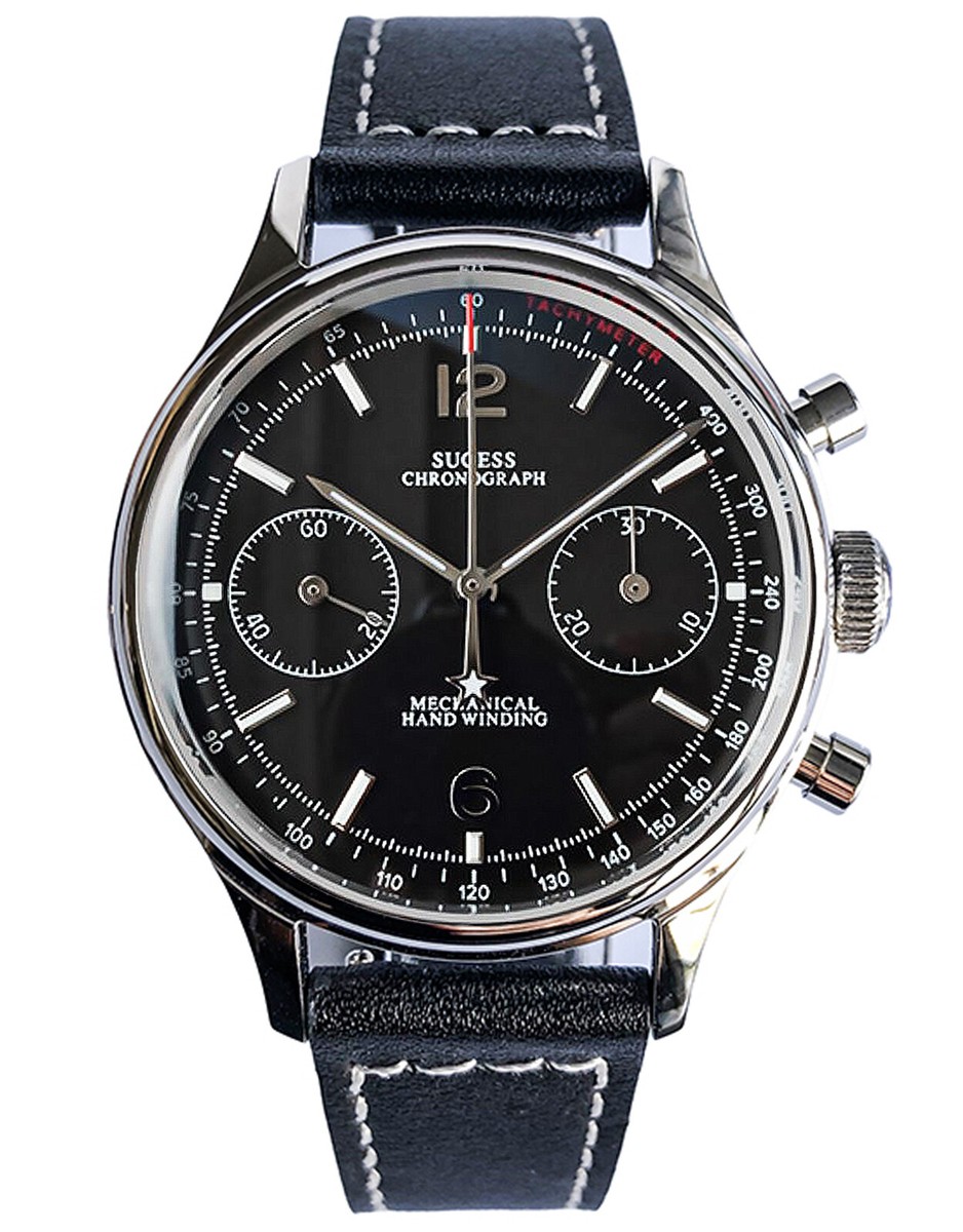 Sugess Black Fashion Chronograph Mechanical Watch Seagull
