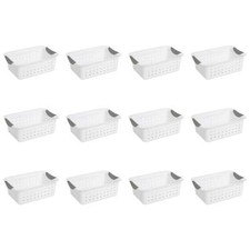 Open Plastic Storage Bin, Versatile Organization Solution, White, 12 Count