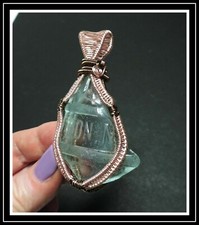 Double color Historic genuine SEA GLASS hand made wire wrapped pendant / A18