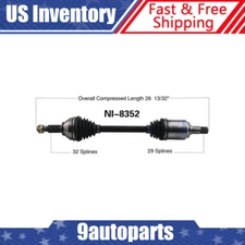 Fits 2009 2010 2011 2012 2013 2014 Nissan Murano Front Driver Side CV Axle Shaft