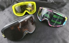 Lot of 3 Vintage Ski Goggles Urex Yellow Bolle' Black Alpina Multi SEE COND 