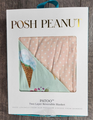 New Baby Girl Posh Peanut Patto Sophia & Blush 2 Layer Reversible Bamboo Blanket