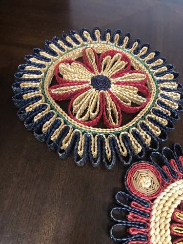 5 copripiumino vintage rafia paglia vimini rattan hot pad boho decorazione parete 7-8" - Foto 6 di 16