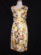 VERA WANG LAVENDER LABEL SLEEVELESS EARTH TONES FLORAL Sz 6 LINED DRESS *5701