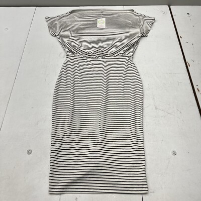 Black & White Striped Off The Shoulder Short Sleeve Midi Dress Womens Size  M NEW | eBay