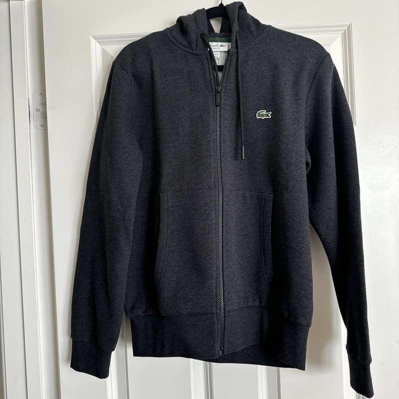 Lacoste Fleece Full Zip Hoodie Mens Small (3) Crocodile Logo Hoodie