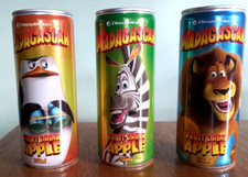 SET OF 3 MADAGASCAR APPLE DRINKS - UNOPENED - CZECH REPUBLIC -ALEX/MARTY/SKIPPER