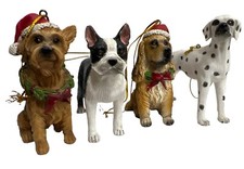 Christmas Tree Dog Resin Ornaments Set Terrier, Boxer, Golden, Dalmation NEW