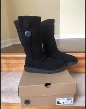 Ugg K Cardy Black Sweater Boot Size 3 Girls