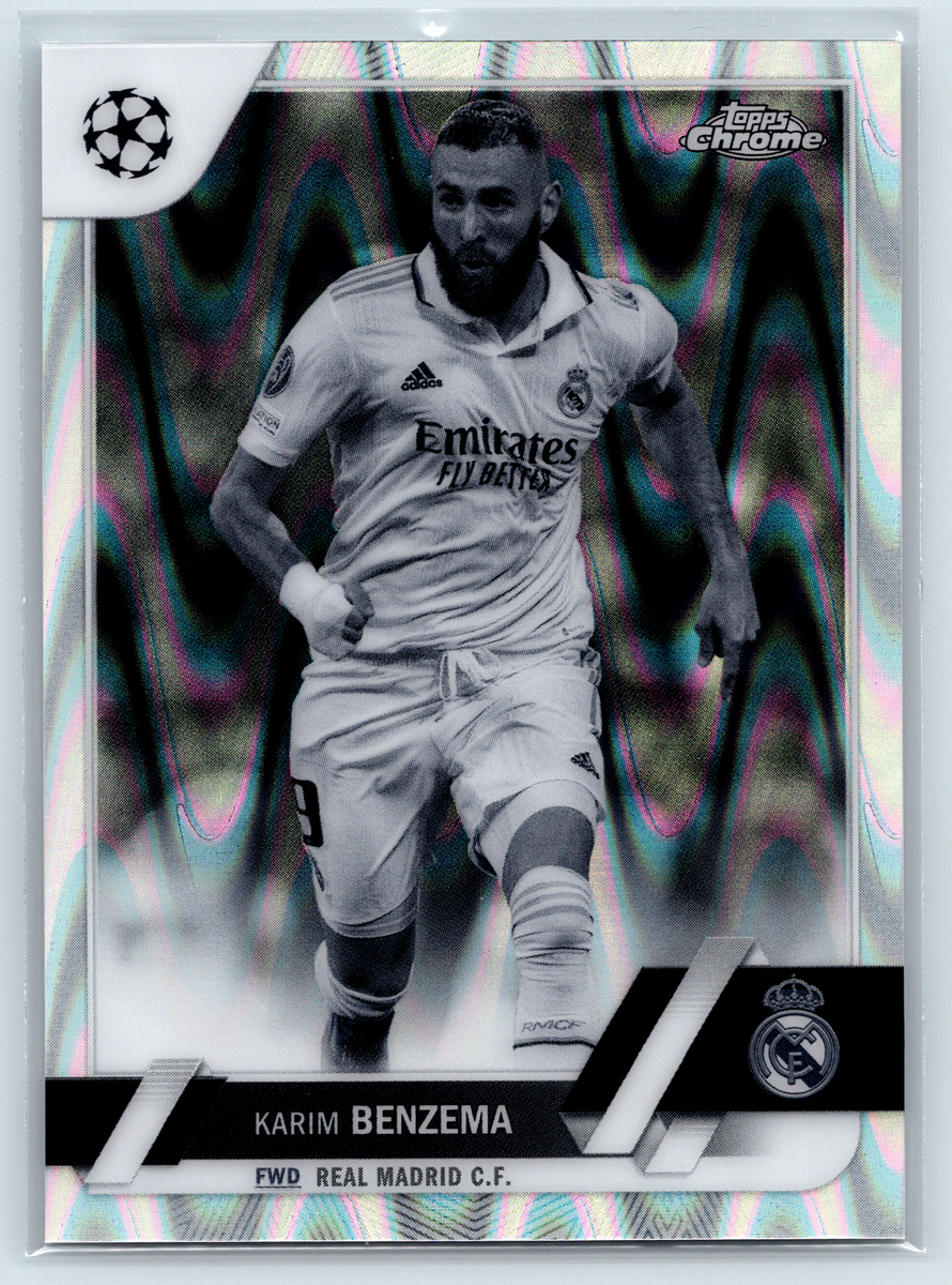 Karim Benzema 2023 Topps Chrome UEFA Black & White Ray Wave #14