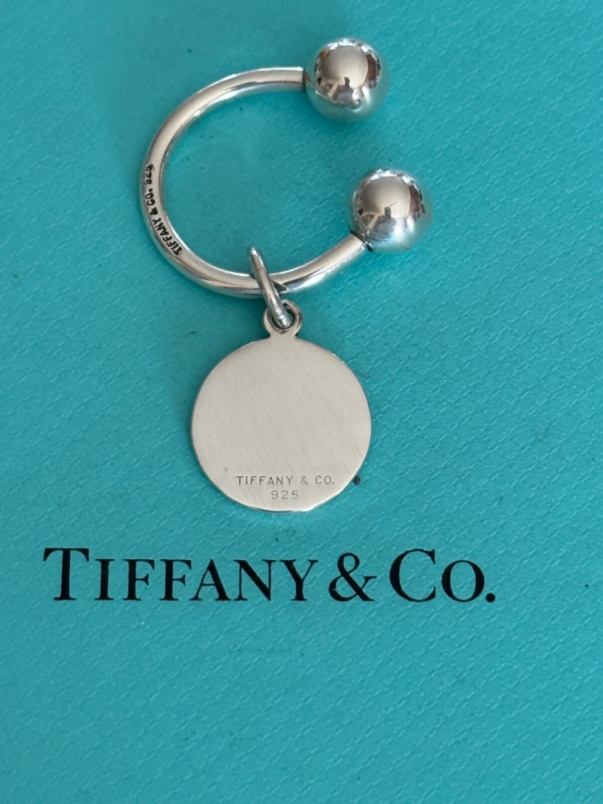 Tiffany & Co Sterling Silver 925 Round Tag Keyring Small