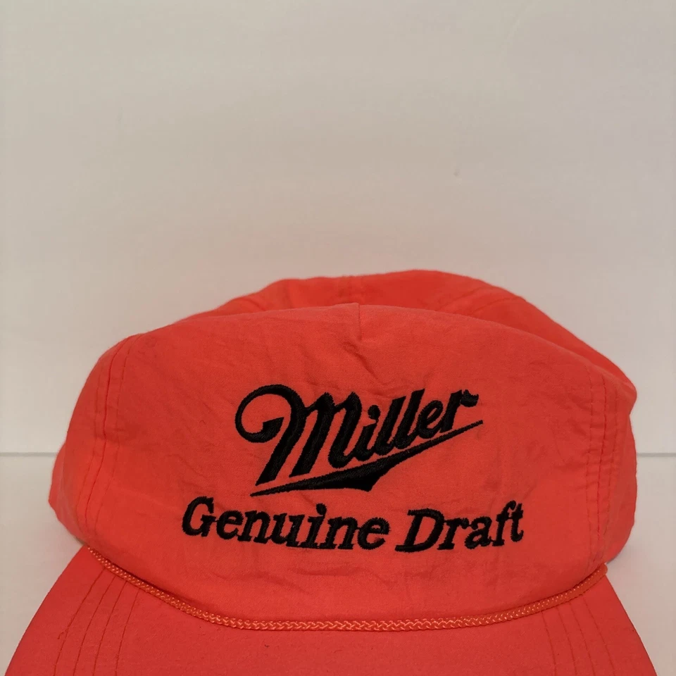 Винтажная неоновая оранжевая нейлоновая бейсболка Miller Genuine Draft для дальнобойщиков - Изображение 2 из 4