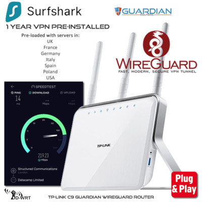 TP-Link C9 Guardian Wireguard vorkonfigurierter VPN Router +1 Jahr VPN installiert