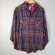 Vtg Outdoor Exchange Mens Woven Plaid Sz Large Long Sleeve Button Shirt Red