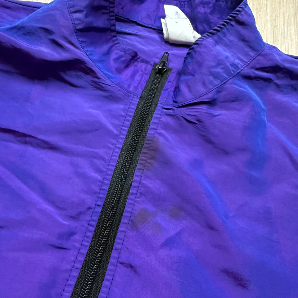 Vintage Surf Style Windbreaker Jacket 90s Iridescent 1/2 Zip Pullover L one size - Image 3 of 4