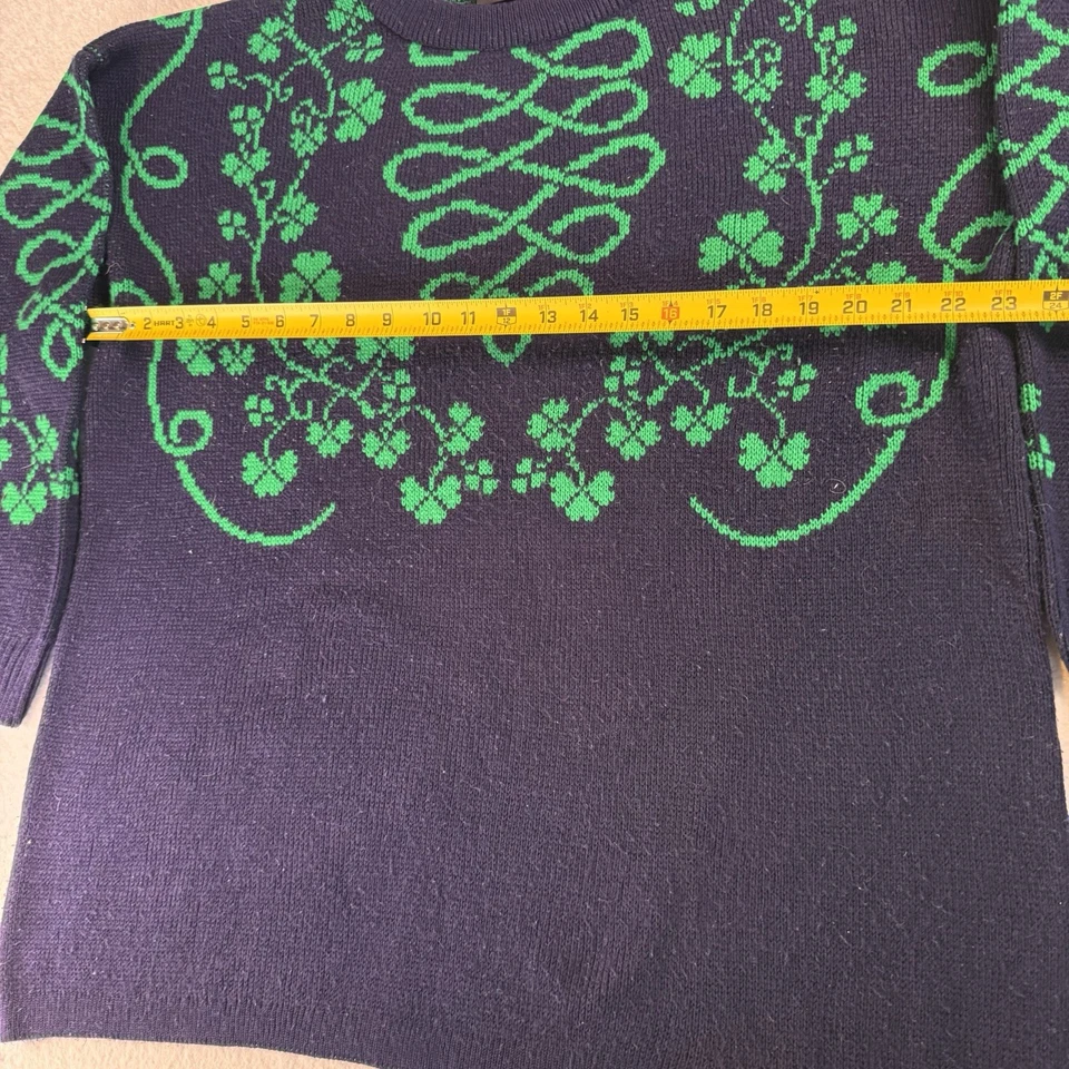 Suéter Isla Esmeralda Para Hombres XL Trébol Celta Verde Azul Marino Hecho en Irlanda Foto 4 de 4