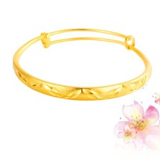 Kids Girls Women Bracelets Jewelry Wrist Bangle Five Petals Golden