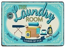 Funny Metal Tin Signs The Laundry Room Loads Of Fun Retro Poster Living Room ...