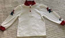 Vintage toddler girls 4T Oshkosh Scotty Dog Long Sleeve White Red Cotton USA