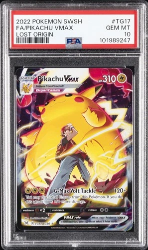 2022 POKEMON SWORD & SHIELD LOST ORIGIN #TG17 FULL ART/PIKACHU VMAX PSA 10