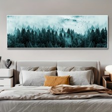 Forest Canvas Painting Landscape Misty Trees Picture Living Room Wall Decor Art