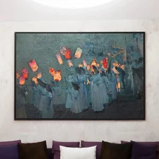 Jubilee Procession in a Cornish Village Canvas/Poster Wall Art - British Print