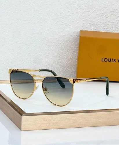 LLOUISV Z7329U Aviator Sunglasses Gold Green Metal Blue Yellow Gradient Lens - product listing photo