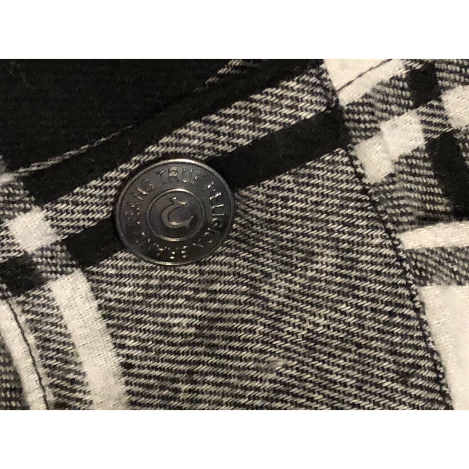 RareTrue Religion Flannel Shirt Plaid L Snap Western Logo On Pockets Mens Sz XL thumbnail 2