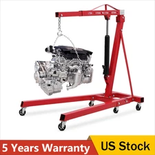 Hydraulic Engine Stand 2 Ton,Engine Hoist Cherry Picker Folding w/ Lever Wheels