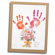 Flower Bouquet Handprint Kit, Mother's Day Gifts for Grandma, Mom, Brown Bow