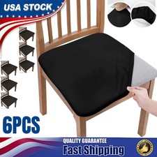 6Pcs Stretch Dining Room Curved Backrest Chair Seat Covers Elastic Slipcover