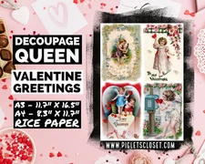 Valentine Greetings | A3 or A4 Rice Paper | Paper for Decoupage