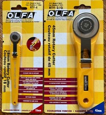 OLFA ROTARY CUTTERS 2-BUNDLE 45mm model 9651 and 18mm model 9657 NEW