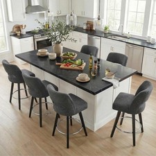 26in Swivel Counter Height Bar Stools Set of 6 Upholstered Dark Grey