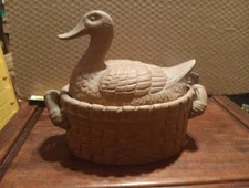 Vtg Vandor Imports Japan Duck Nesting Basket Ceramic Serving Dish Casserole Rare