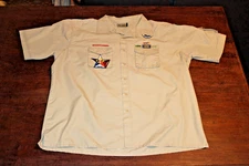 Boy Scouts of America BSA Men's Shirt Tan 2X-Large XXL Sewn Patches Short Sleeve