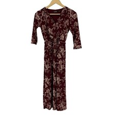 Ralph Lauren Women's Floral Dress 00 Long Sleeve Bordeaux Beige Japan