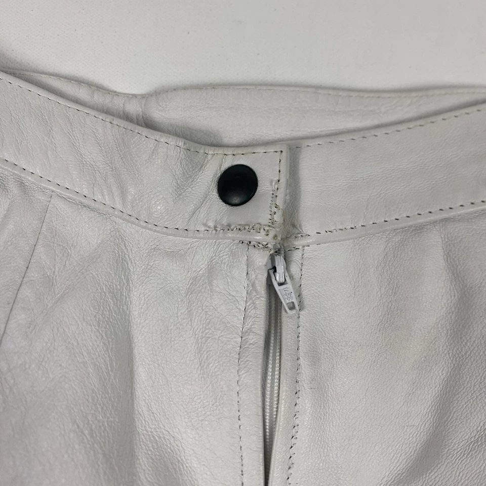 Falda de cuero Forenza vintage para mujer 6 blanco cintura alta lápiz hecha en Italia años 90 Foto 2 de 4