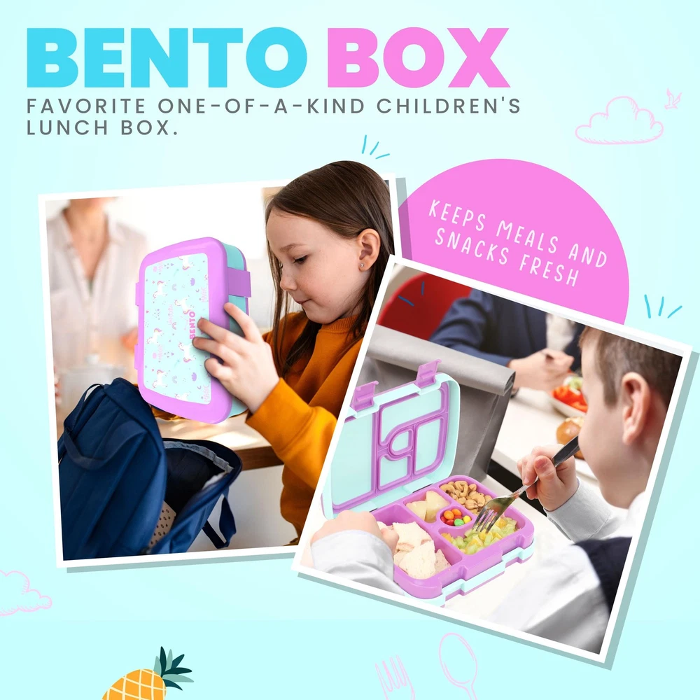 Bento Box for Kids Leak-Proof 5-Compartment Lunch Box for School
