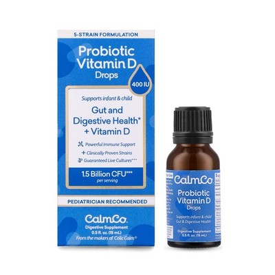 CalmCo Probiotic Vitamin D Drops Infant Child Gut Health Unflavored 15ml 1pc
