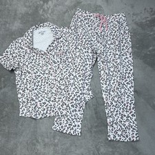 Karen Neuburger Women's M Pajama Set White Leopard a2165