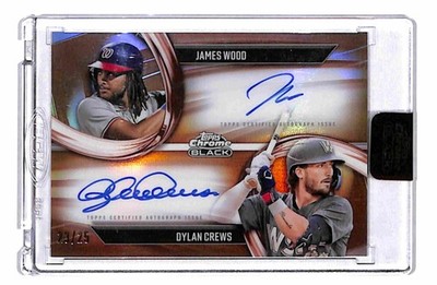 2025 Topps Chrome Black James Wood / Dylan Crews Dual Auto Orange /25
